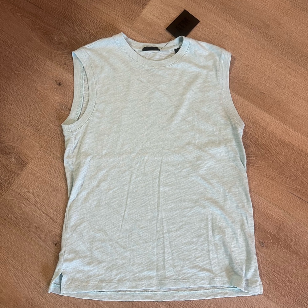 ATM Anthony Thomas Melillo Slub Jersey Sleeveless Schoolboy in Ocean Blue